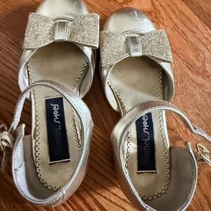 Rachel Shoes Gold Glitter Bow Mary Jane Dress Shoes